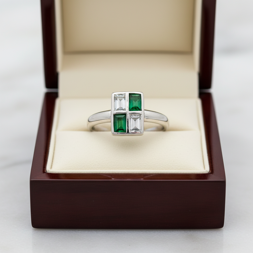 Estate Emerald and Diamond Ring 15273