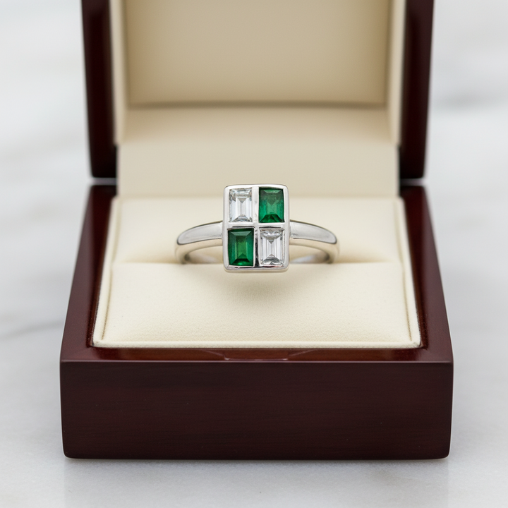 Estate Emerald and Diamond Ring 15273