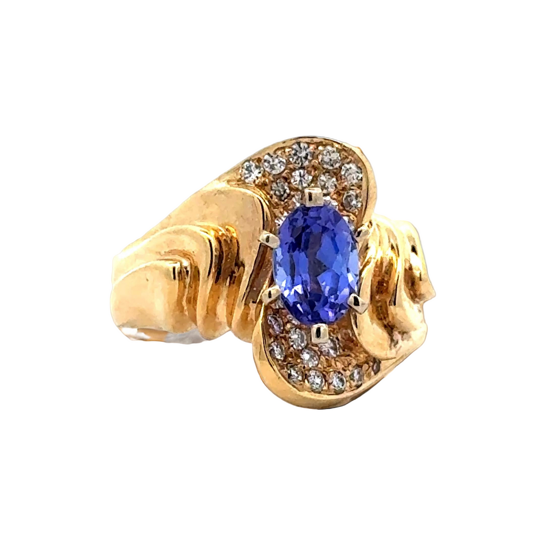 Estate Tanzanite Diamond 14K YG Ring 15497