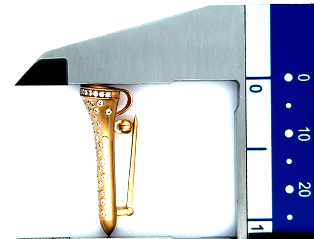 The Champion .28 cttw "Mini" Diamond Golf Tee 14K Yellow Gold Brooch/Pendant (Limited Edition) 15345 Length 1"