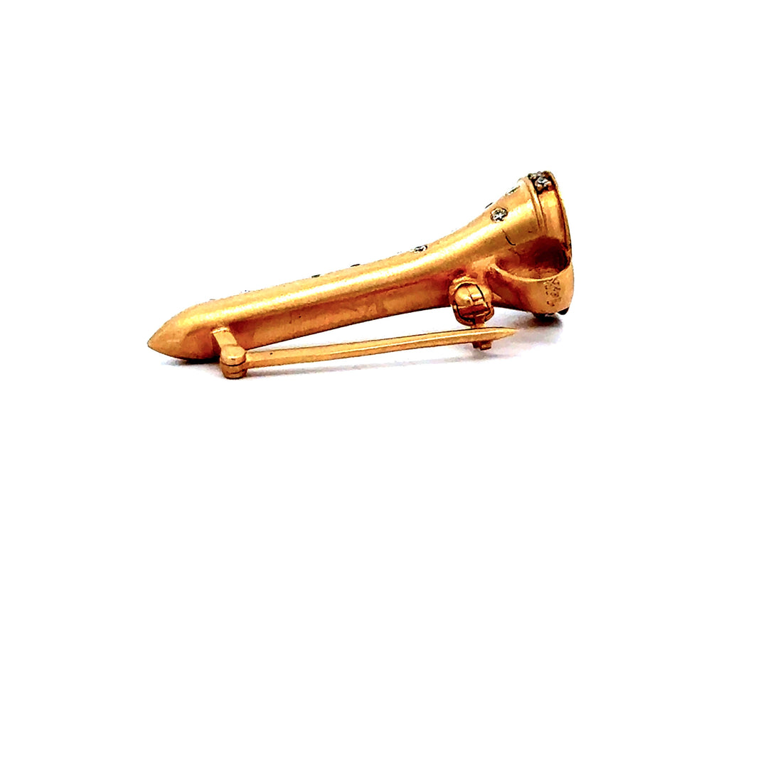 The Champion .28 cttw "Mini" Diamond Golf Tee 14K Yellow Gold Brooch/Pendant (Limited Edition) 15345 Length 1"