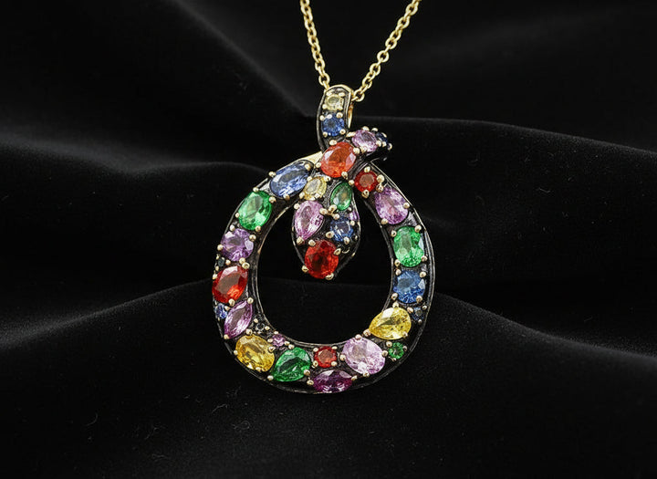 Effy Multicolor Sapphire, Tsavorite and 14K White Gold Snake Necklace