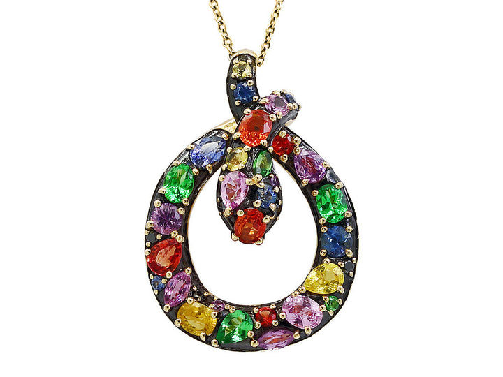 Effy Multicolor Sapphire, Tsavorite and 14K White Gold Snake Necklace
