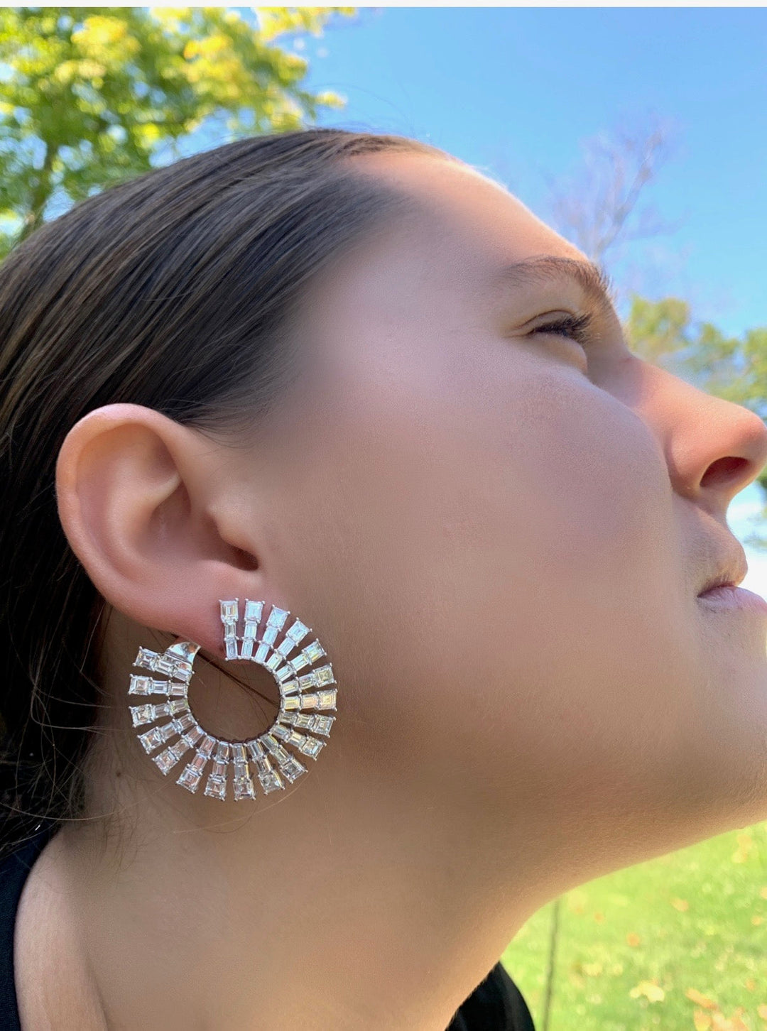 Fashionista Diamond and 18K White Gold Bold Hoop Earrings