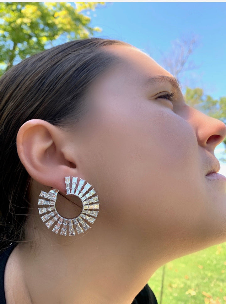 Fashionista Diamond and 18K White Gold Bold Hoop Earrings