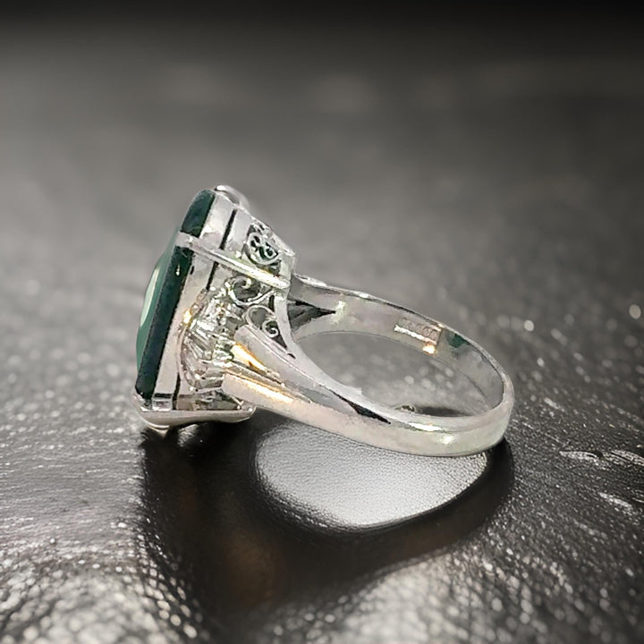 Estate 4.75 ct Jadeite Diamond Platinum Ring 14985