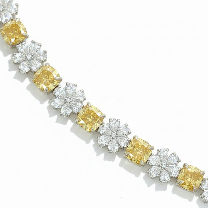 16.00 CTW Fancy Yellow & White Lab Grown Diamond Floral Bracelet