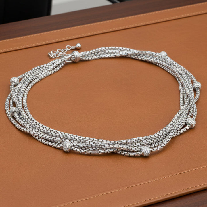 Estate David Yurman 1.75cttw Diamond Multi Strand 18k Yellow Gold and Silver Necklace