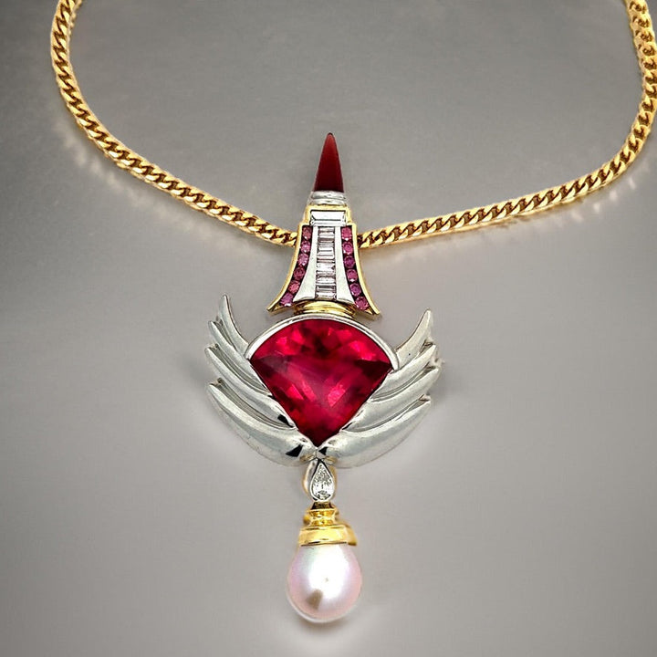 David Sacco Original  "The Art Of Being" Rubellite Natural Fancy Light Pink Diamond Necklace