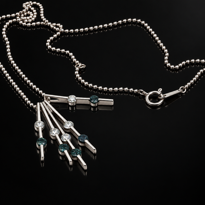 Estate Color Change Blue to Purple Alexandrite & Diamond Platinum Necklace