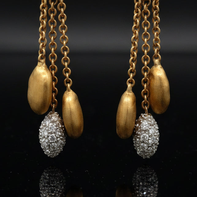 Estate Italian Designer Marco Bicego Diamond & 18K Yellow Gold Dangle Earring (#1021MI)