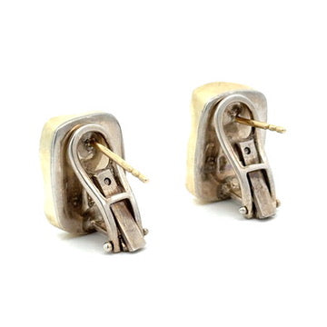Modern Designer Rough Cut Aquamarine, Silver & 18kt Yellow Gold Set