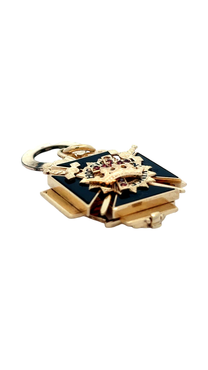 Estate Circa 1919 32nd Knights Templar Masonic Pendant 14K Yellow Gold "In This Sign; You Will Conquer" 15671