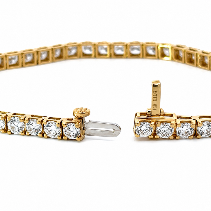 7.00 Carat 14K Yellow Gold Lab Grown Diamond Tennis Bracelet