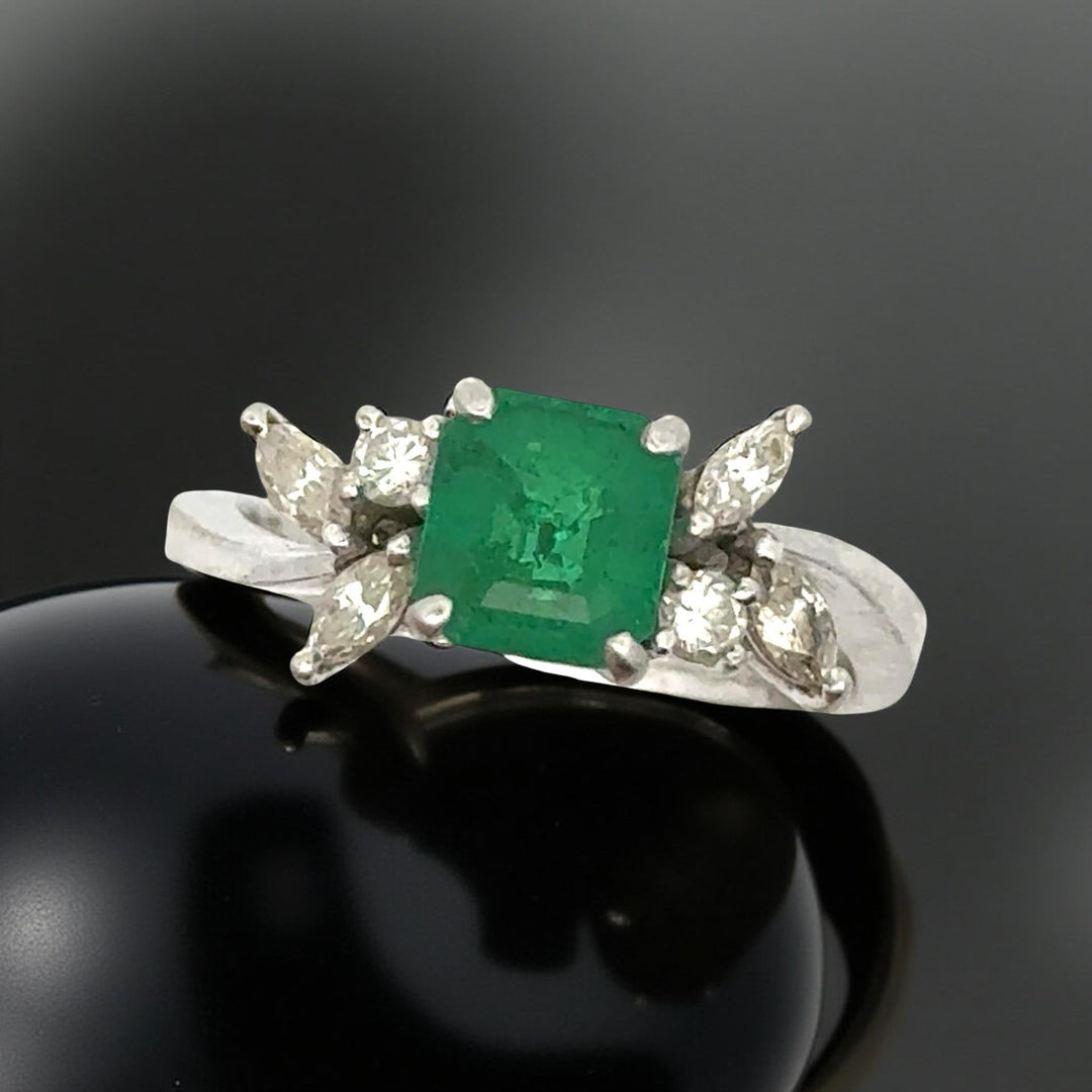 Designer Sena Emerald and Diamond Platinum Ring