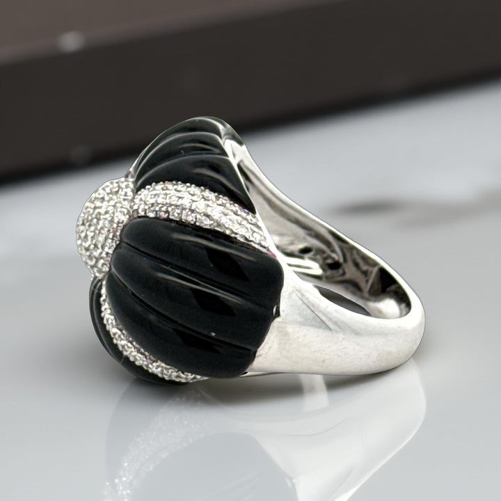Effy Onyx & Diamond 14K White Gold Ring