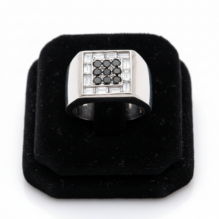Graff Black and White Diamond Platinum Gents Ring