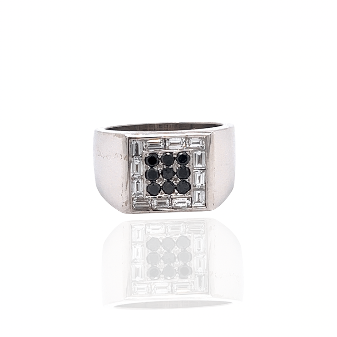 Graff Black and White Diamond Platinum Gents Ring