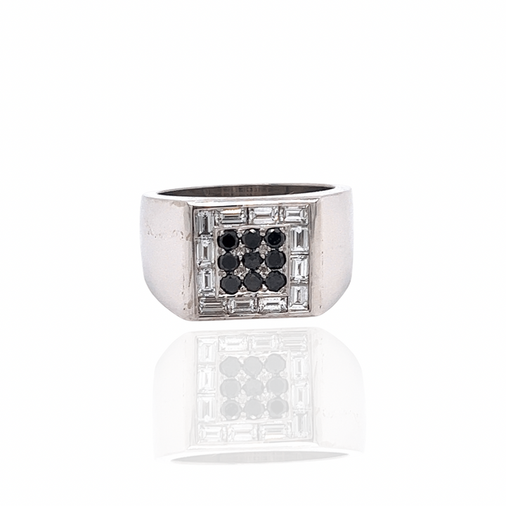 Graff Black and White Diamond Platinum Gents Ring