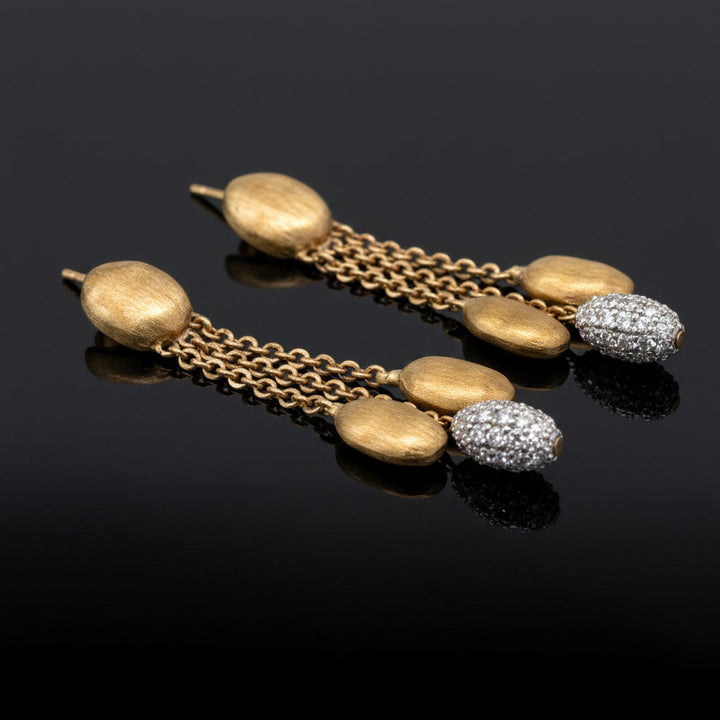 Estate Italian Designer Marco Bicego Diamond & 18K Yellow Gold Dangle Earring (#1021MI)