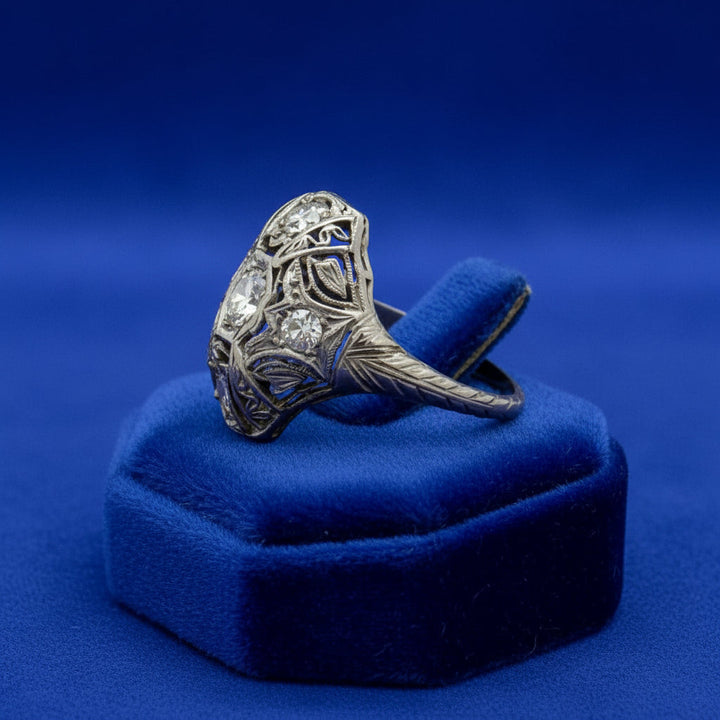 Art Deco .80cttw Old European Cut Diamond Platinum Ring