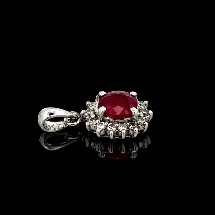 Estate 1.00ct. Ruby & Diamond Platinum Pendant