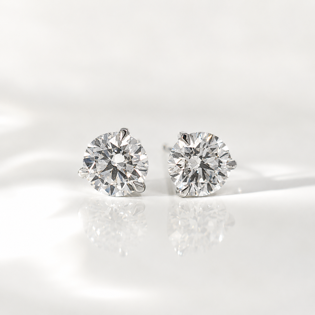 Certified 3 Carat 18K White Gold Lab Grown Diamond Stud Earrings