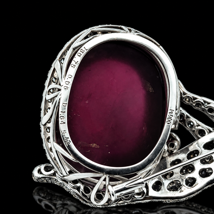 Estate Panthere 130.75ct. Rubellite, Diamond & Ruby Platinum Pendant/Brooch