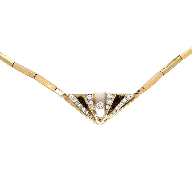 Retro Circa 1940 14K Yellow Gold and Diamond Necklace