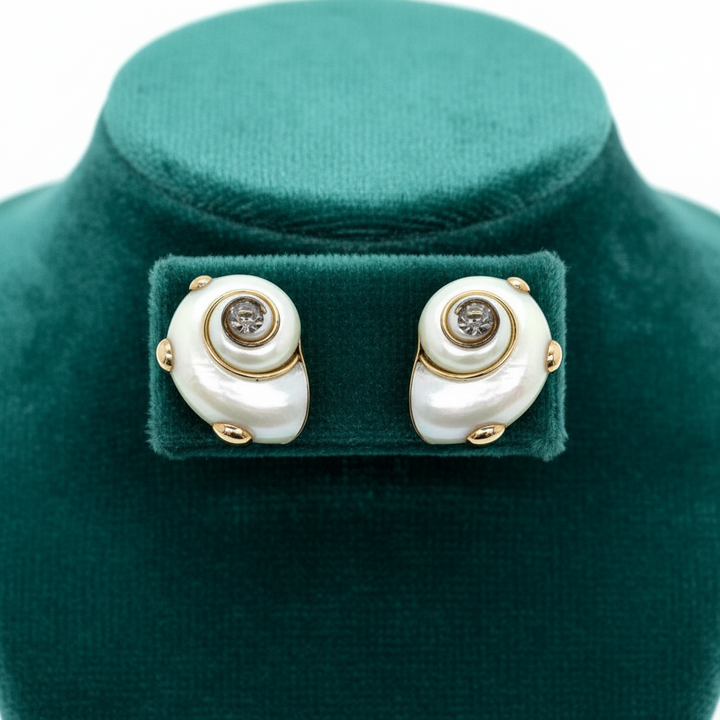 Mazza Mother of Pearl and 14K Yellow Gold Shell Earrings