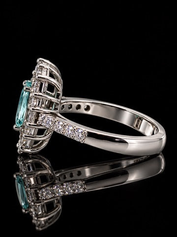 Designer M.C. Marchisio Natural Paraiba & Diamond 18KT White Gold Ring