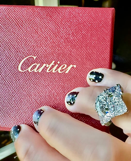 Cartier 4.07ct. Center Diamond and 1.38 cttw Side Trillion Diamond Platinum Engagement Ring (GIA Cert)