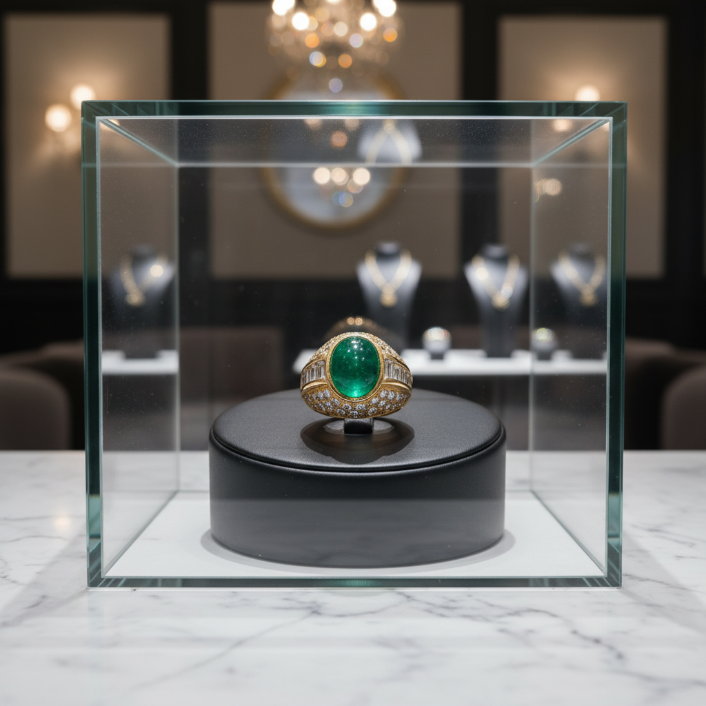 Certified 5.95ct Colombia Emerald and Diamond Yellow Gold Ring