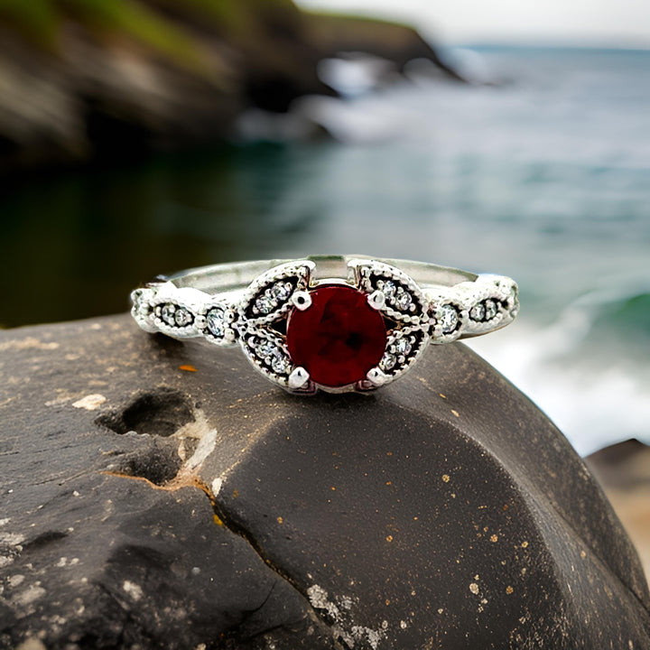 Ruby, Diamond and 14K White Gold Ring