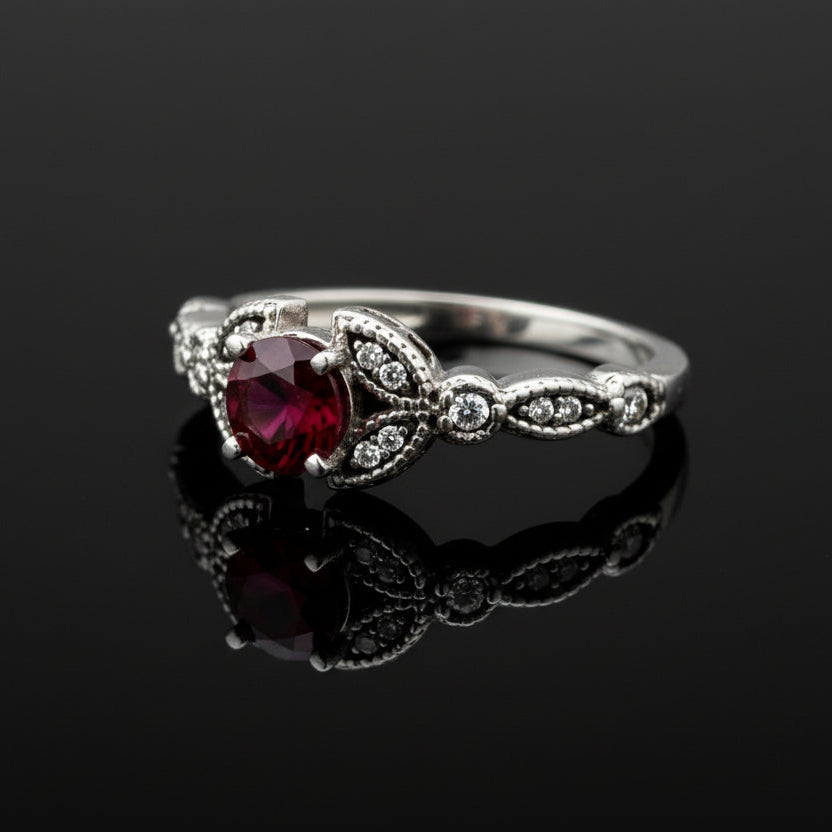 Ruby, Diamond and 14K White Gold Ring