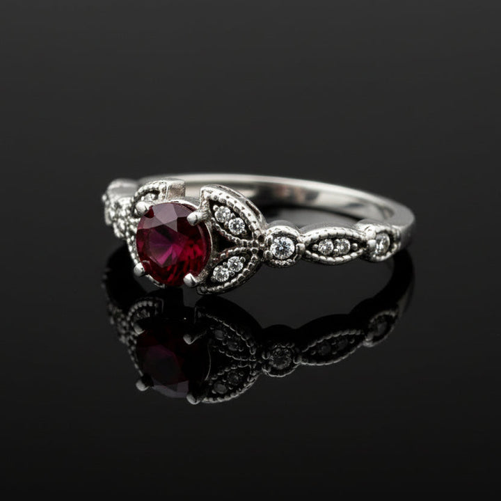 Ruby, Diamond and 14K White Gold Ring