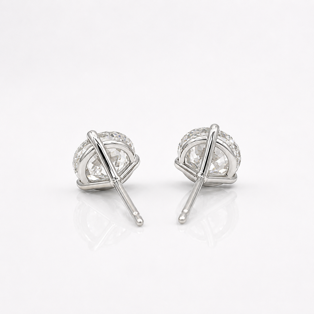 Certified 4 Carat 18K White Gold Lab Grown Diamond Stud Earrings