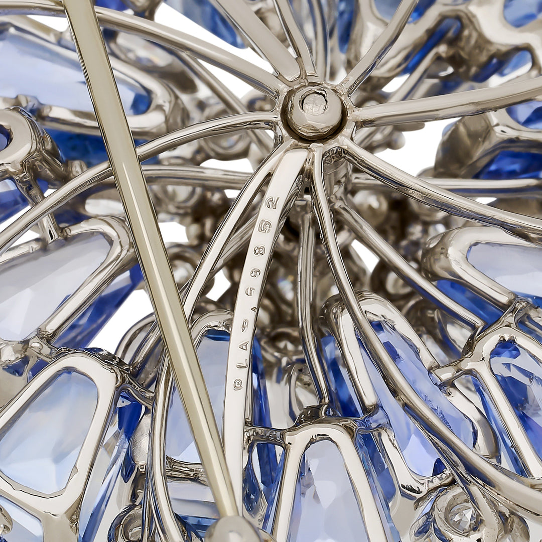 Estate Oscar Heyman 31.31ctttw Ceyon Sapphire and 5.77cttw Diamond platinum Pendant / Brooch