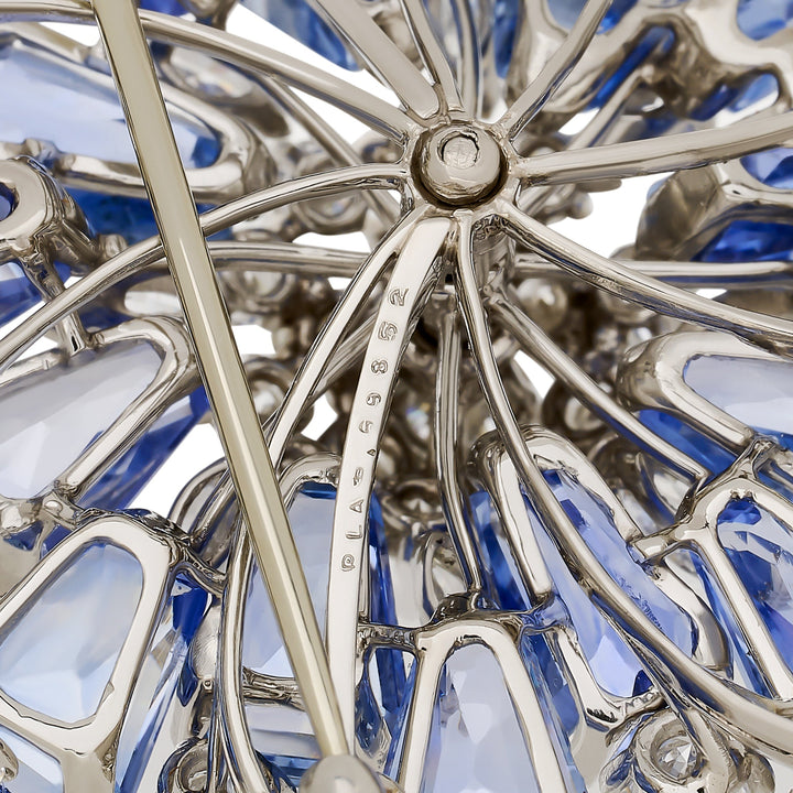 Estate Oscar Heyman 31.31ctttw Ceyon Sapphire and 5.77cttw Diamond platinum Pendant / Brooch