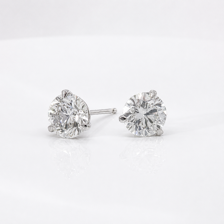 Certified 4 Carat 18K White Gold Lab Grown Diamond Stud Earrings