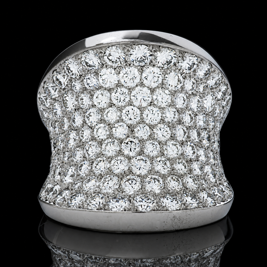 Estate Cartier Chalice Collection 6.60cttw Diamond 18Kt White Gold Wide Ring