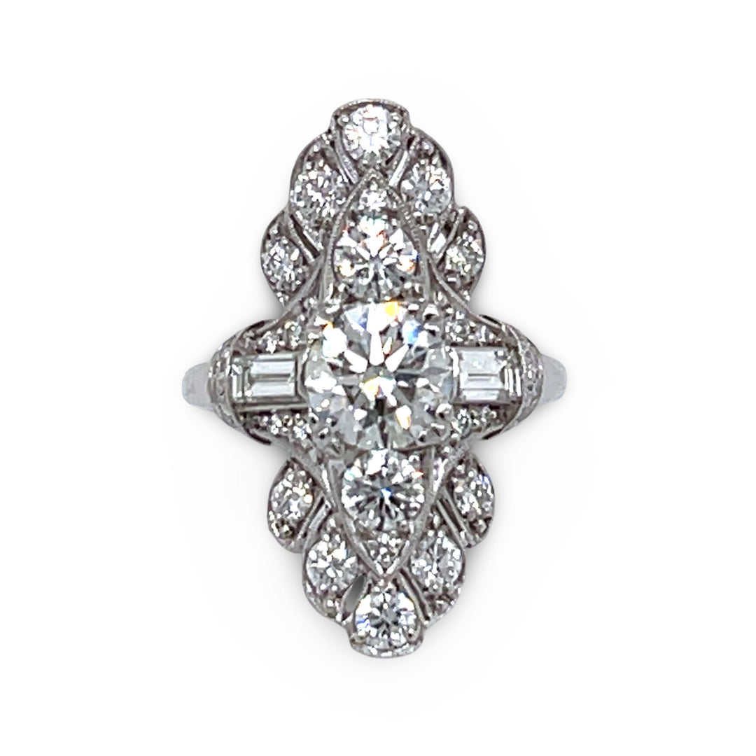 (GIA) 2.95cttw Diamond Filigree Platinum Ring