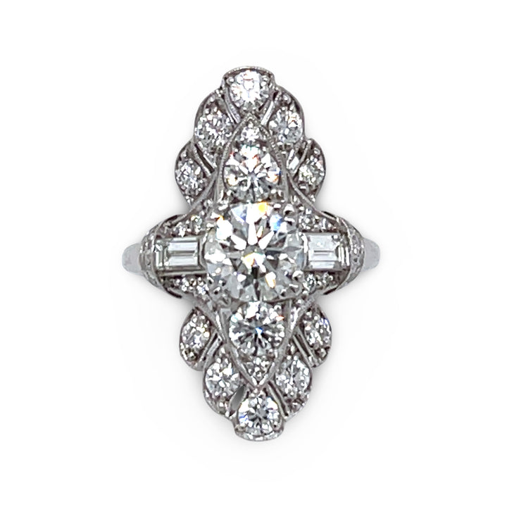 (GIA) 2.95cttw Diamond Filigree Platinum Ring