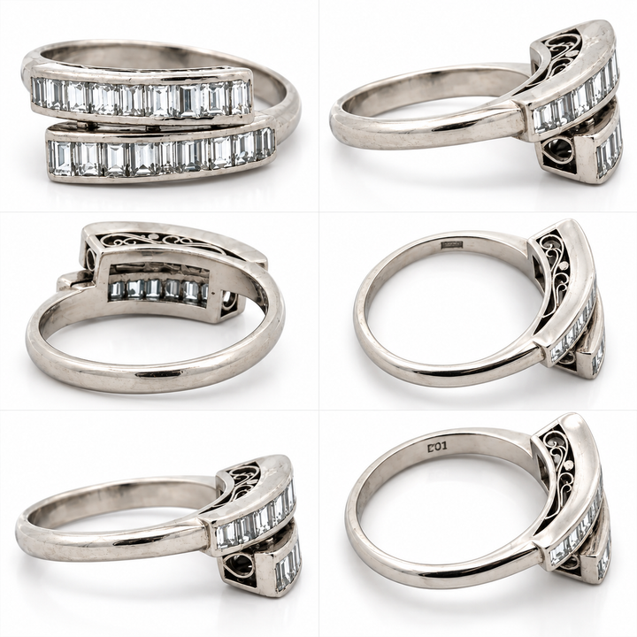 Estate 1.00cttw. Diamond Bypass Platinum Ring
