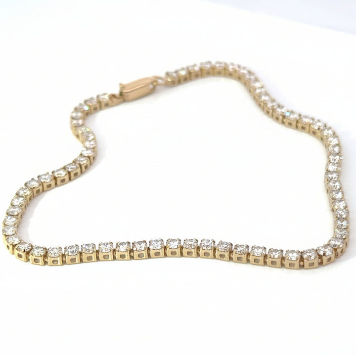 Dainty 3.00 Carat 14K White and Yellow Gold Lab Grown Tennis Bracelet