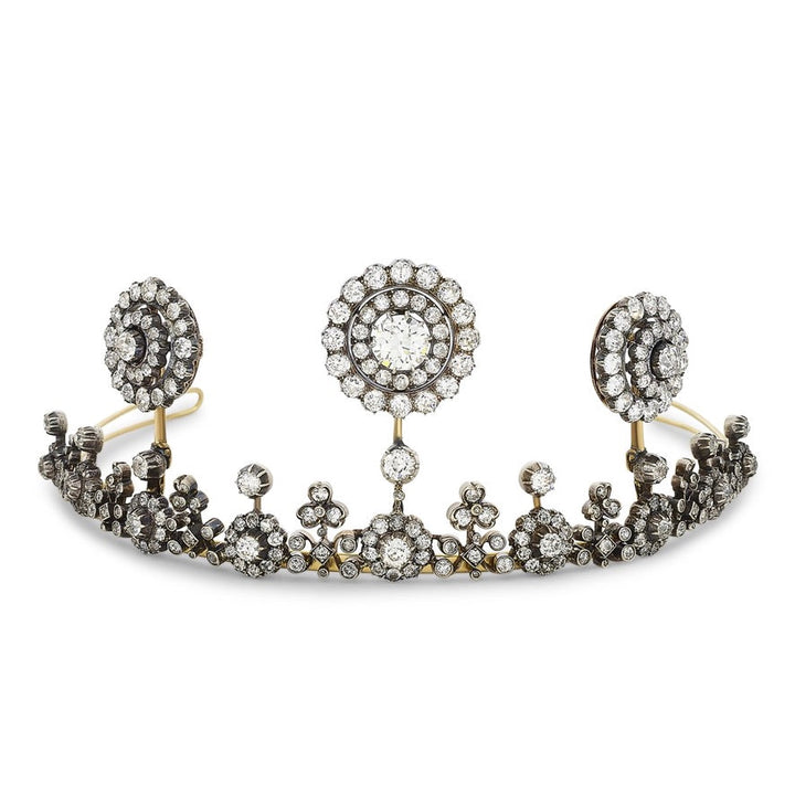 Rare Italian Aristocrat Victorian 24.71cttw Silver and Gold Convertible Necklace/Tiara