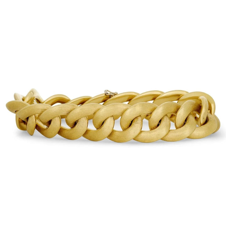 Designer Nicolis Cola Brushed Curb Link 18K Yellow Gold Necklace and Bracelet (Converts)