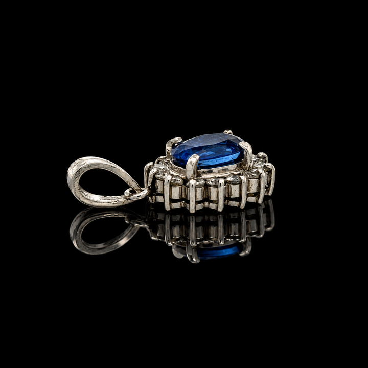 Estate 1.68ct. Fine Sapphire & Diamond Platinum Pendant