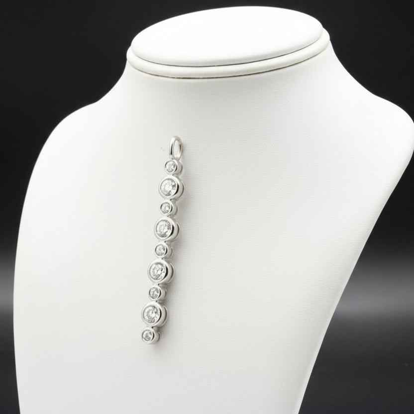 Italian Manufacturer Custom Made 10 Stone .25 cttw Diamond 18kt. White Gold Pendant