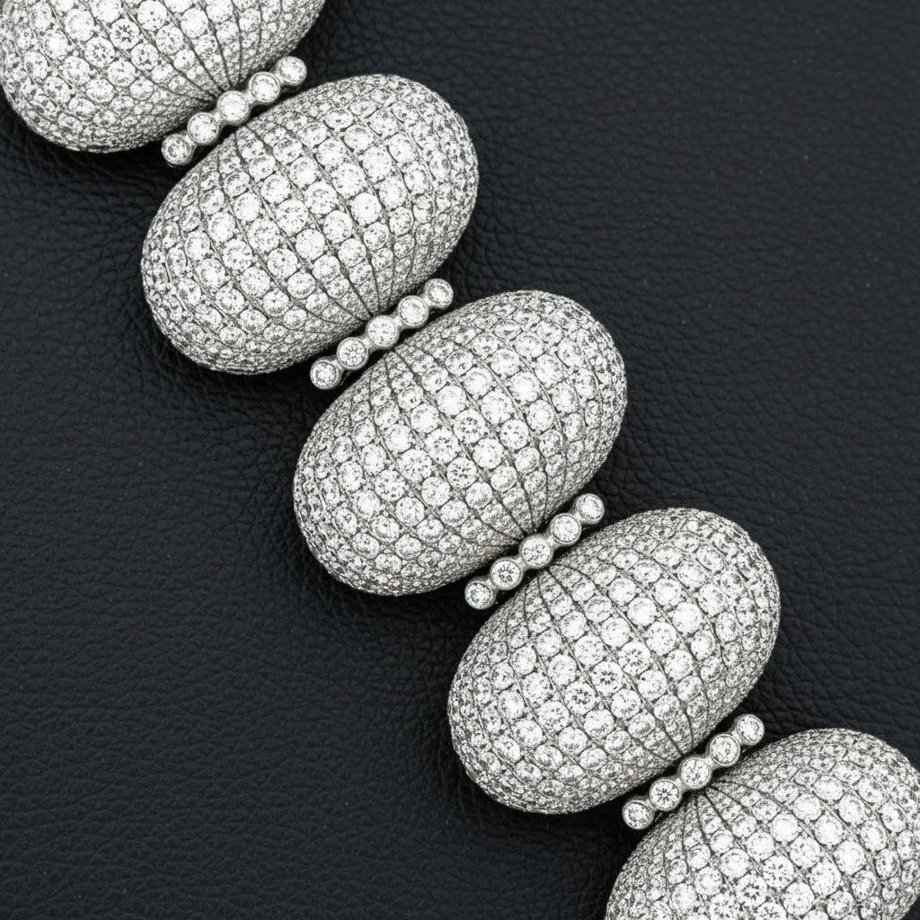 Bold 80cttw Diamond 18Kt White Gold Bracelet